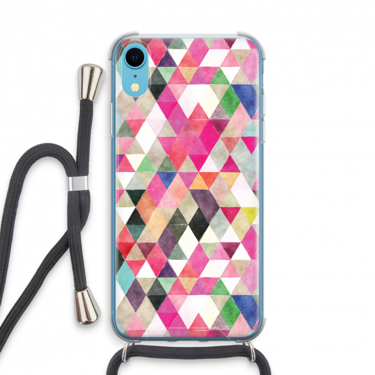 Gekleurde driehoekjes: iPhone XR Transparant Hoesje met koord