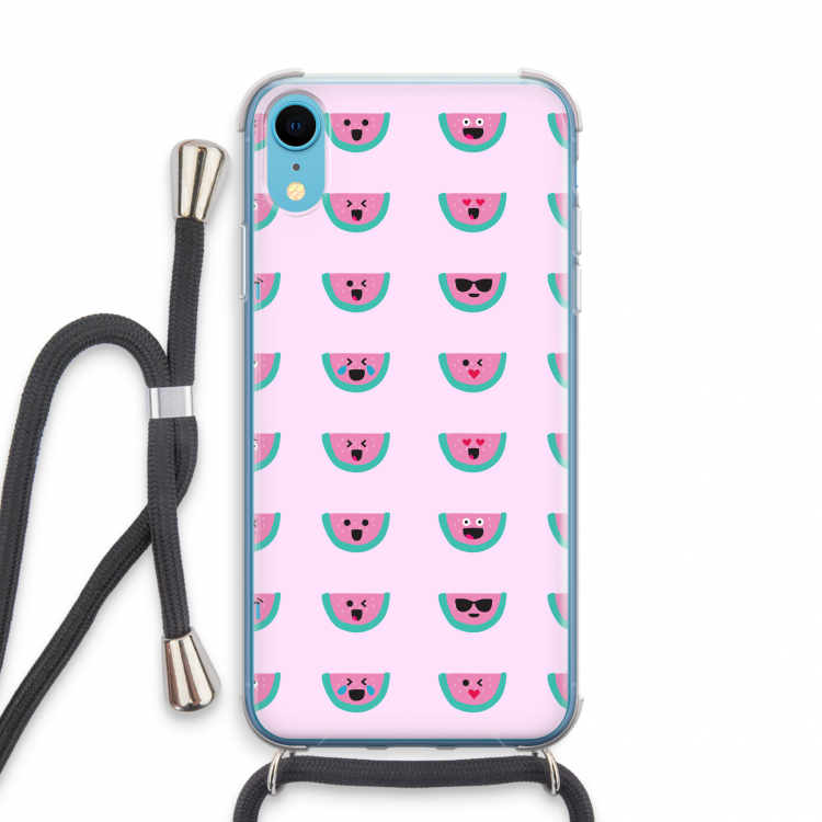 Smiley watermeloenprint: iPhone XR Transparant Hoesje met koord