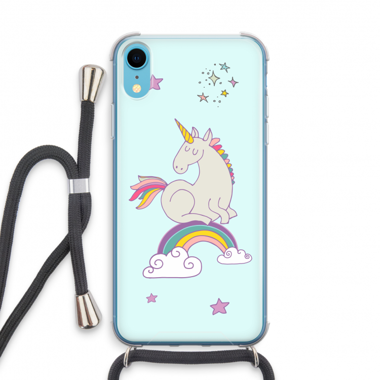 Regenboog eenhoorn: iPhone XR Transparant Hoesje met koord