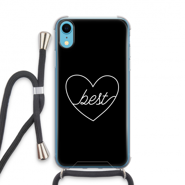 Best heart black: iPhone XR Transparant Hoesje met koord