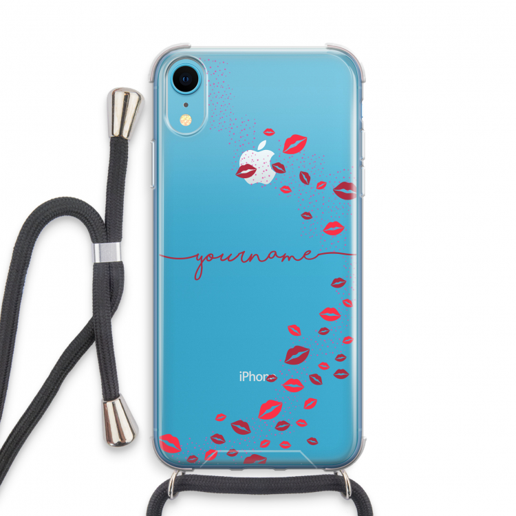 Kusjes: iPhone XR Transparant Hoesje met koord