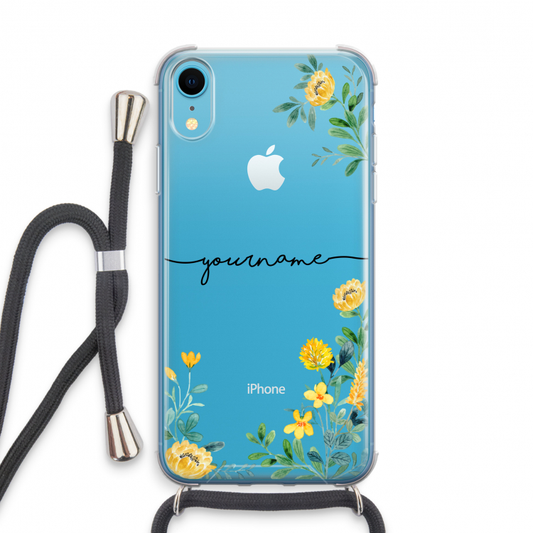 Gele bloemen: iPhone XR Transparant Hoesje met koord