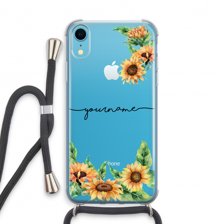 Zonnebloemen: iPhone XR Transparant Hoesje met koord