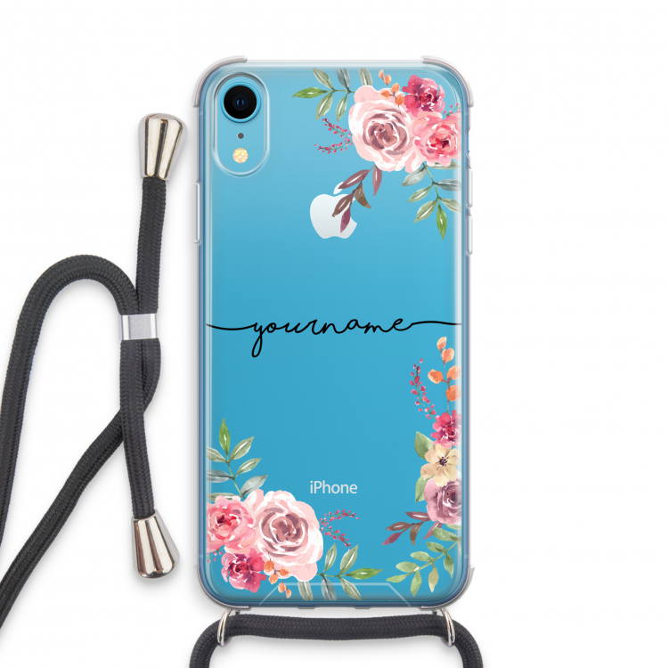 Rozen: iPhone XR Transparant Hoesje met koord