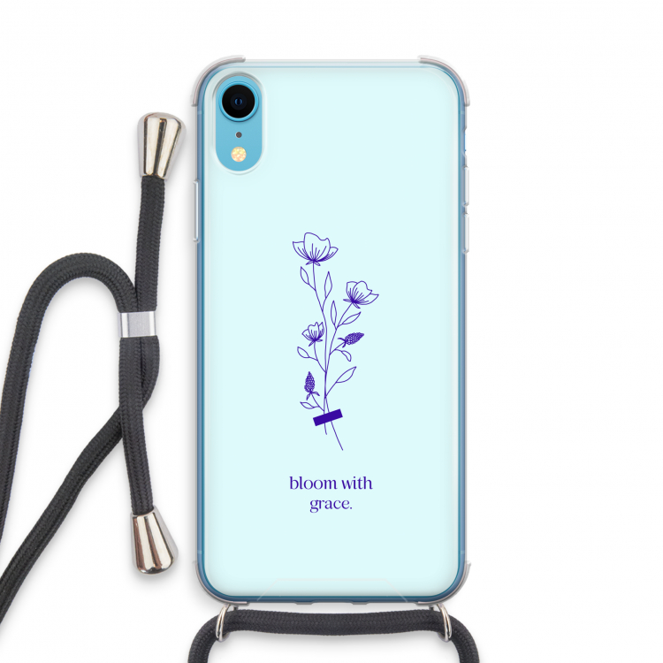 Bloom with grace: iPhone XR Transparant Hoesje met koord