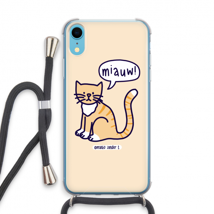 Miauw: iPhone XR Transparant Hoesje met koord