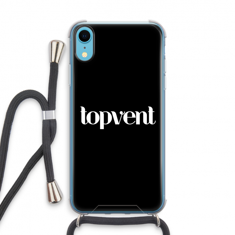 Topvent Zwart: iPhone XR Transparant Hoesje met koord
