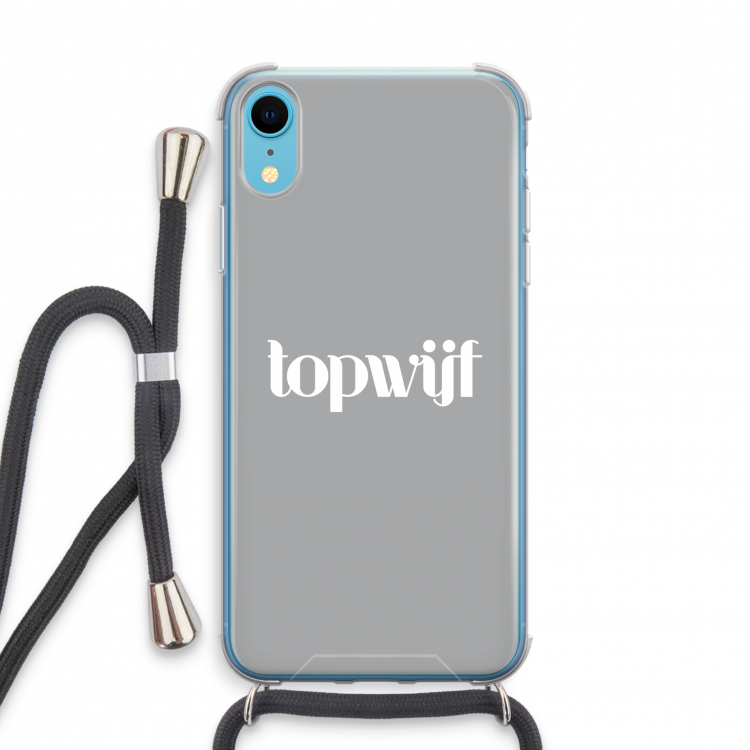 Topwijf Grijs Wit: iPhone XR Transparant Hoesje met koord
