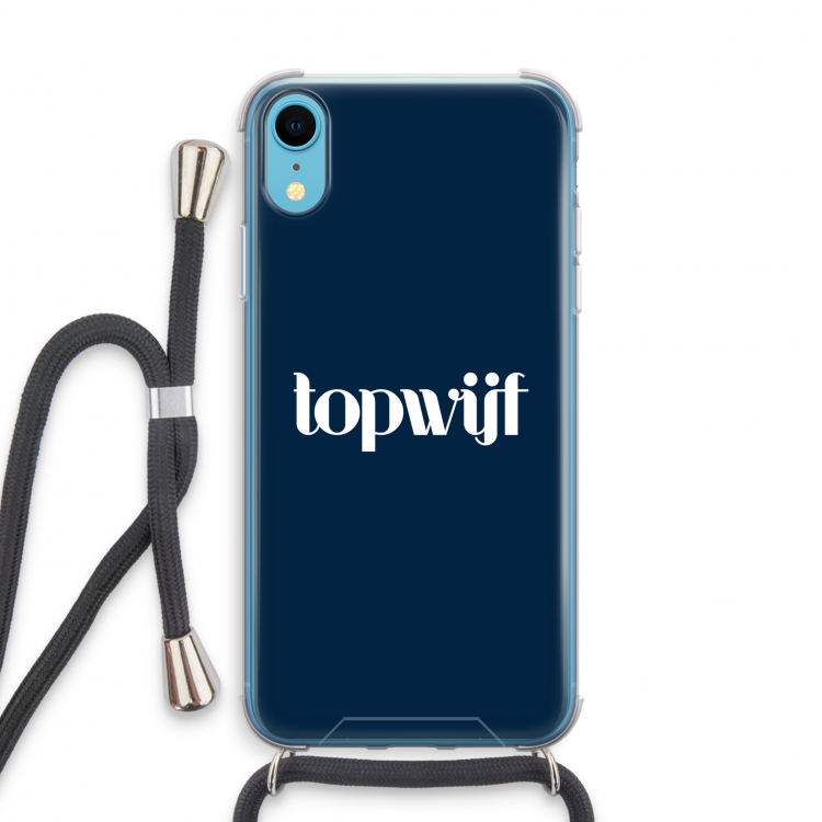 Topwijf Navy: iPhone XR Transparant Hoesje met koord