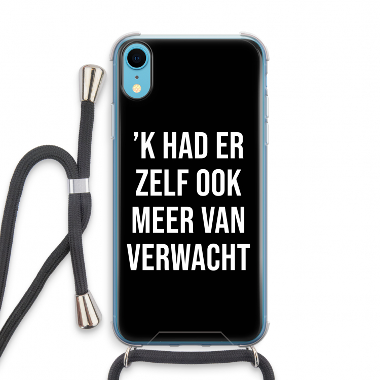 Meer verwacht - Zwart: iPhone XR Transparant Hoesje met koord