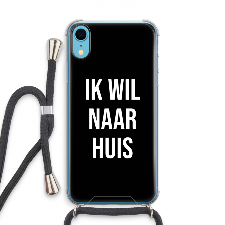 Ik wil naar huis - Zwart: iPhone XR Transparant Hoesje met koord
