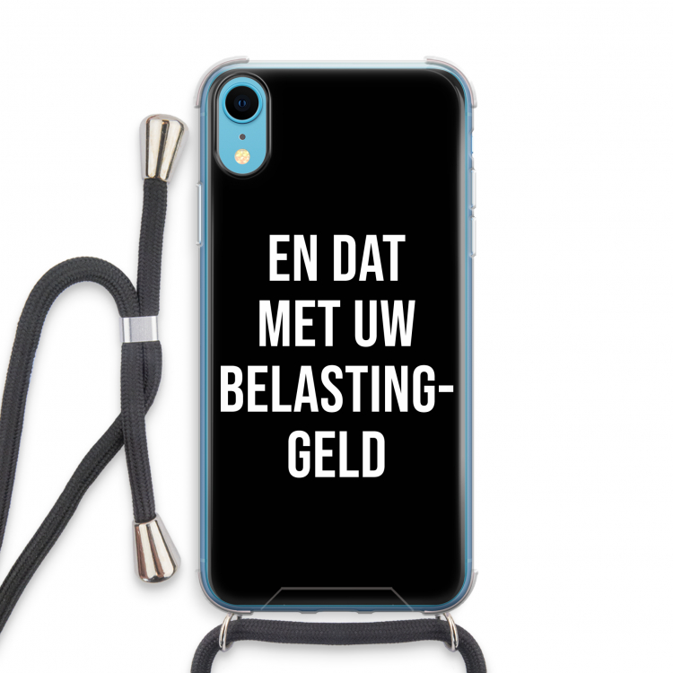 Belastinggeld - Zwart: iPhone XR Transparant Hoesje met koord