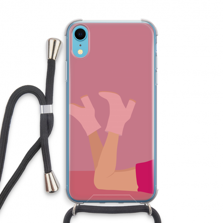 Pink boots: iPhone XR Transparant Hoesje met koord