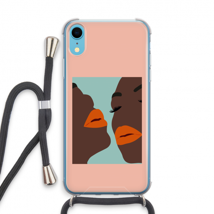 Orange lips: iPhone XR Transparant Hoesje met koord
