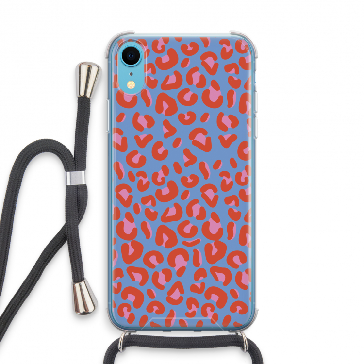 Leopard blue: iPhone XR Transparant Hoesje met koord