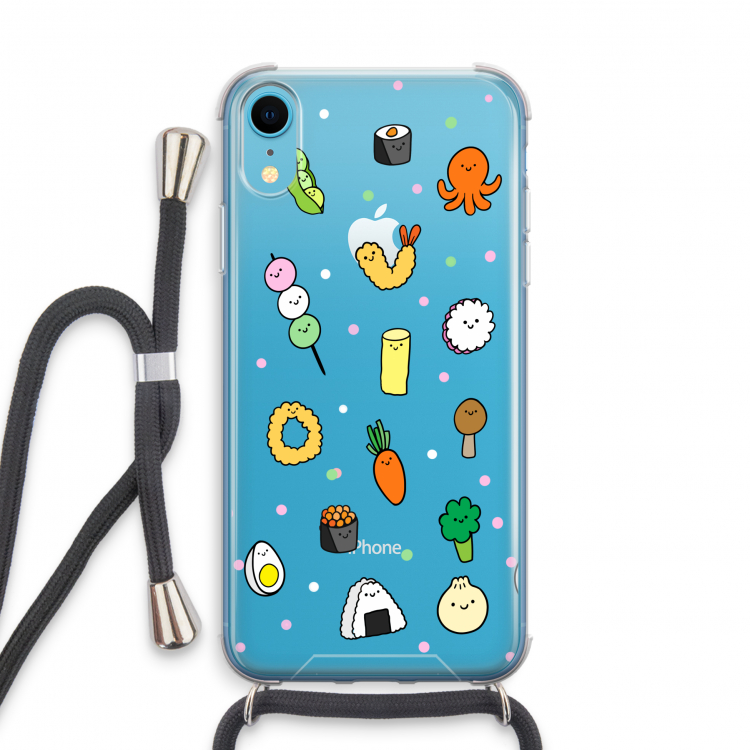 Happy bento friends: iPhone XR Transparant Hoesje met koord