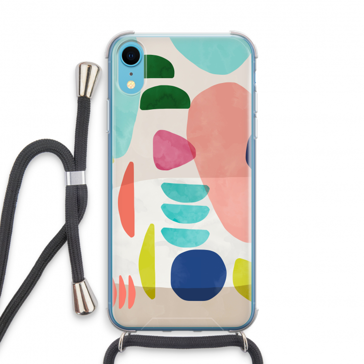 Bold Rounded Shapes: iPhone XR Transparant Hoesje met koord