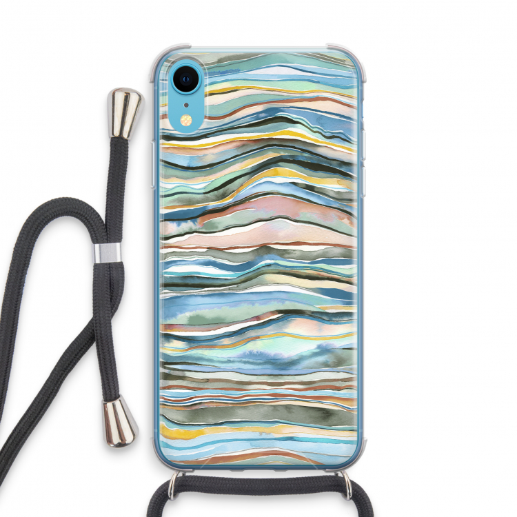 Watercolor Agate: iPhone XR Transparant Hoesje met koord