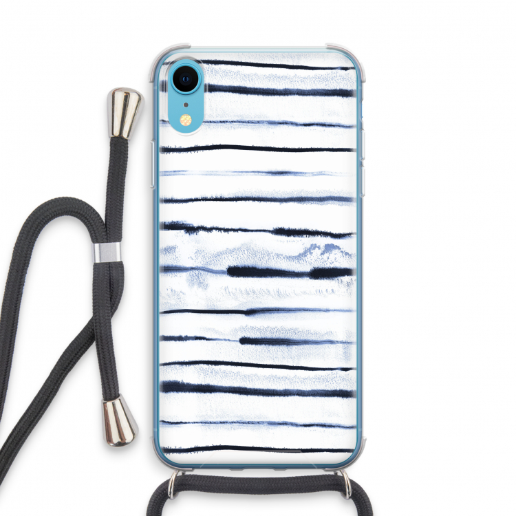 Ink Stripes: iPhone XR Transparant Hoesje met koord