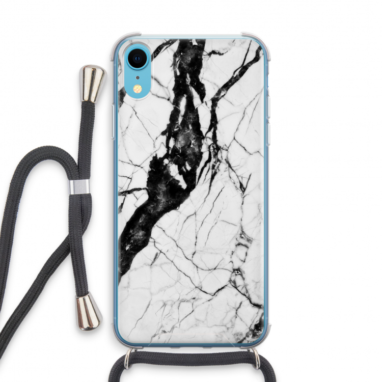 Witte marmer 2: iPhone XR Transparant Hoesje met koord