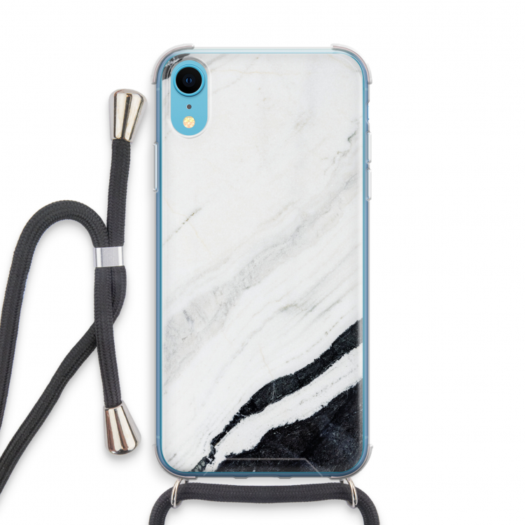 Elegante marmer: iPhone XR Transparant Hoesje met koord