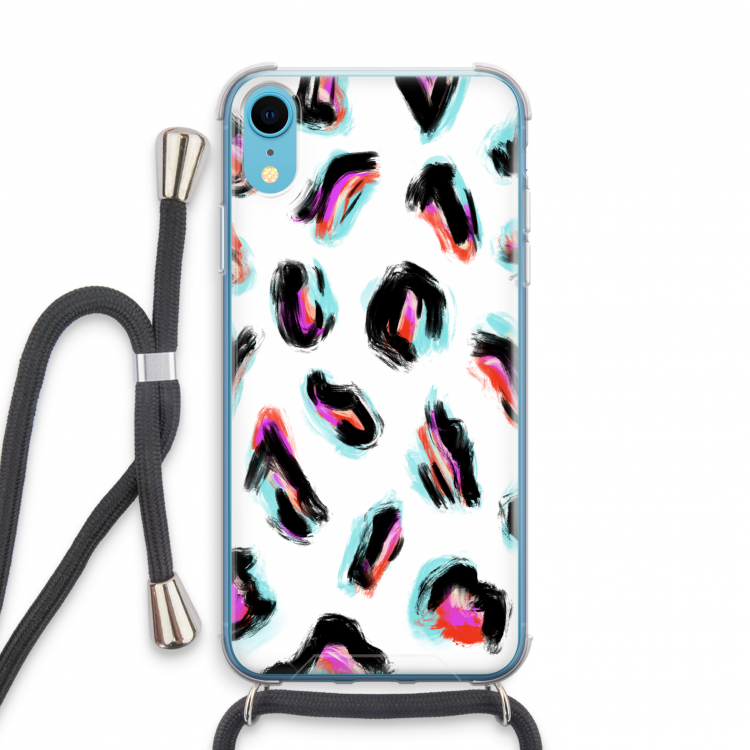 Cheetah color: iPhone XR Transparant Hoesje met koord