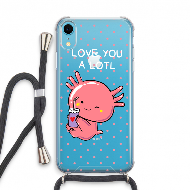 Love You A Lotl: iPhone XR Transparant Hoesje met koord