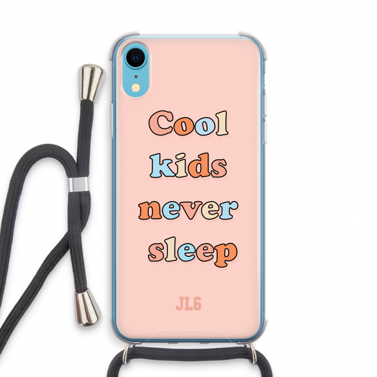 Cool Kids Never Sleep: iPhone XR Transparant Hoesje met koord