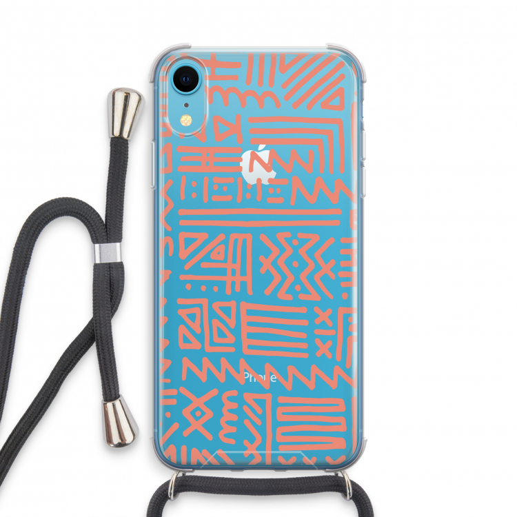 Marrakech Pink: iPhone XR Transparant Hoesje met koord