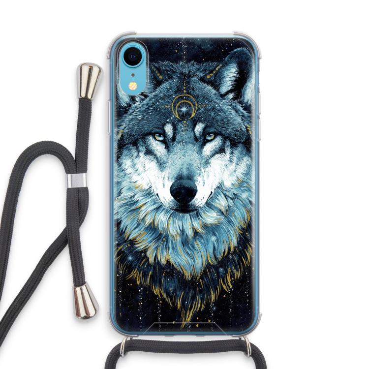 Darkness Wolf: iPhone XR Transparant Hoesje met koord