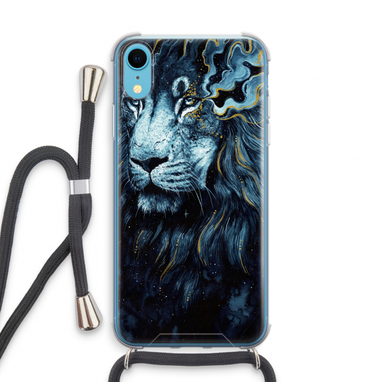 Darkness Lion: iPhone XR Transparant Hoesje met koord