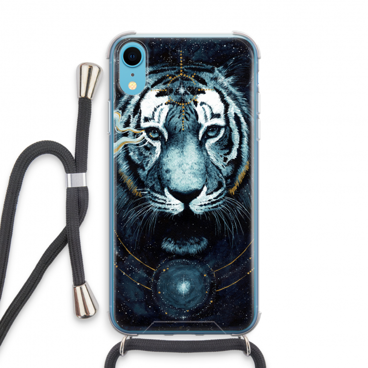Darkness Tiger: iPhone XR Transparant Hoesje met koord