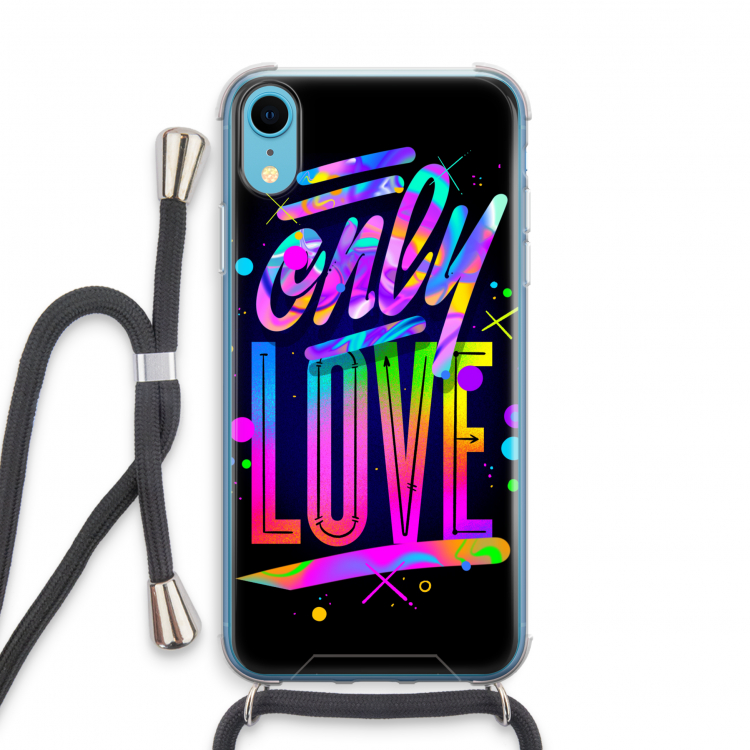 Only Love: iPhone XR Transparant Hoesje met koord
