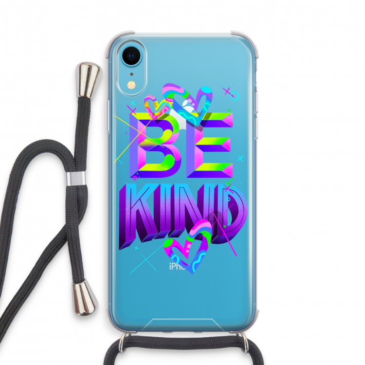 Be Kind: iPhone XR Transparant Hoesje met koord
