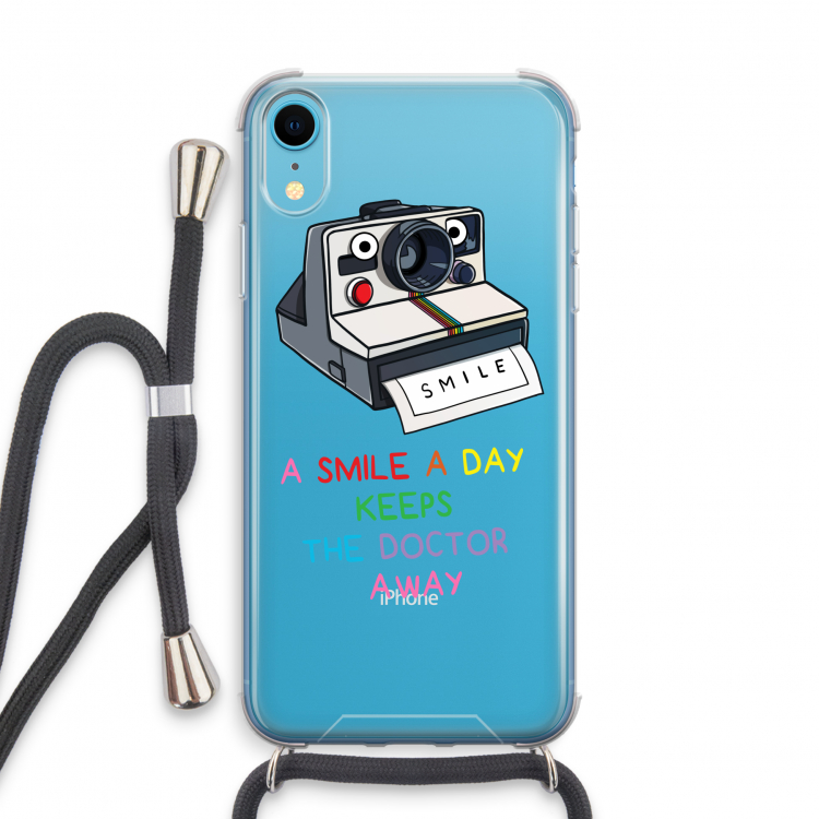 Smile: iPhone XR Transparant Hoesje met koord