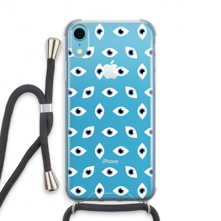 Eyes pattern: iPhone XR Transparant Hoesje met koord