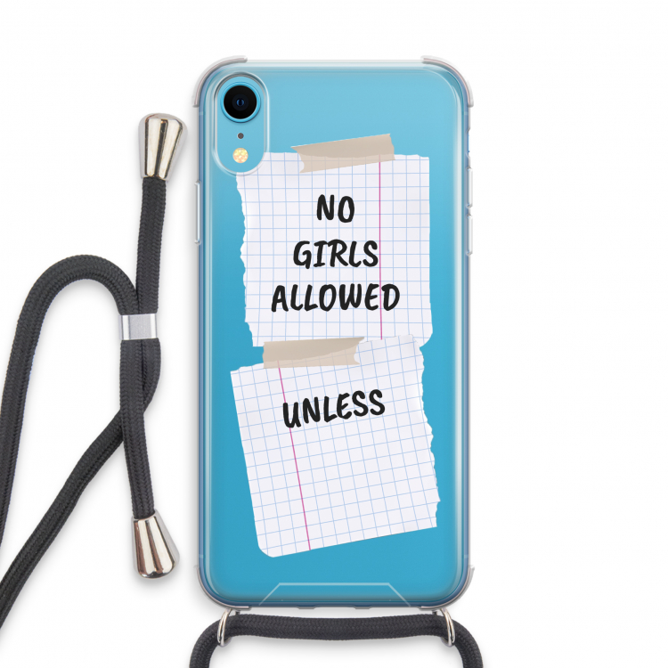 No Girls Allowed Unless: iPhone XR Transparant Hoesje met koord