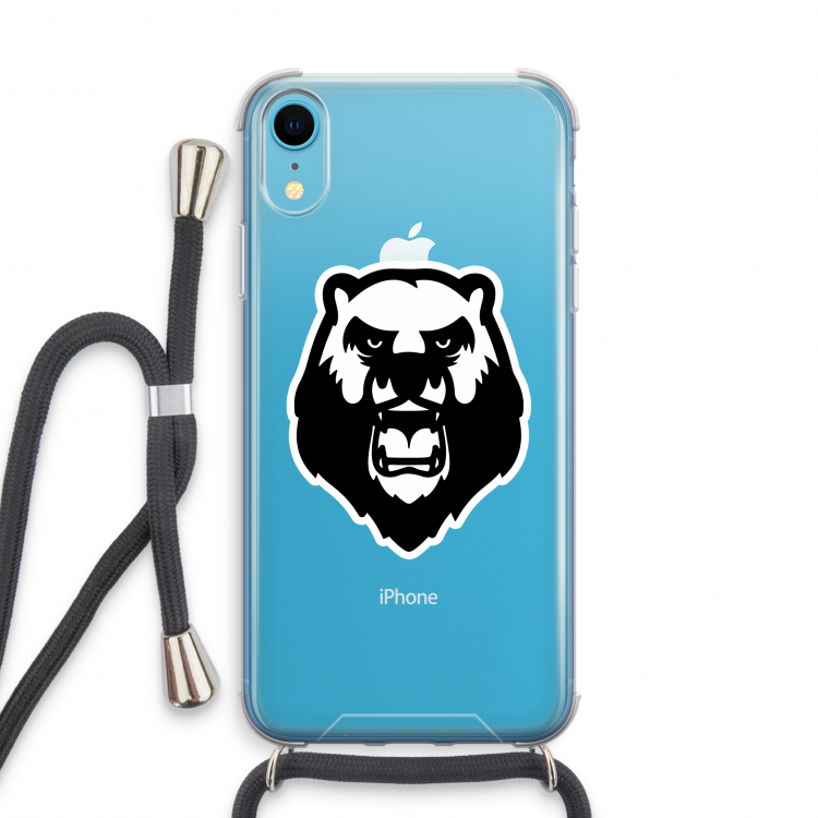 Angry Bear (white): iPhone XR Transparant Hoesje met koord