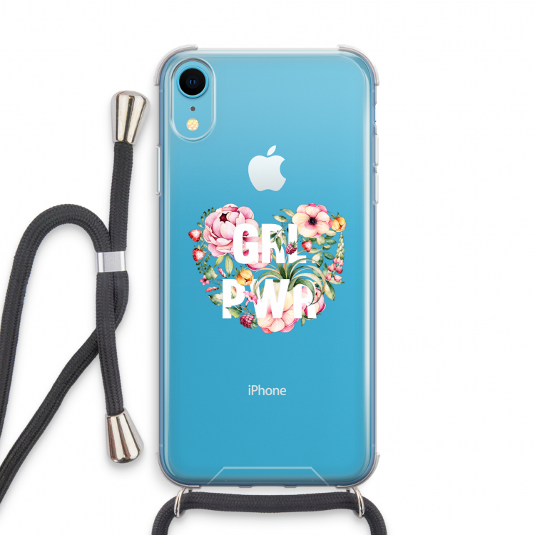 GRL PWR Flower: iPhone XR Transparant Hoesje met koord