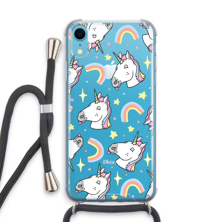 Rainbow Unicorn: iPhone XR Transparant Hoesje met koord