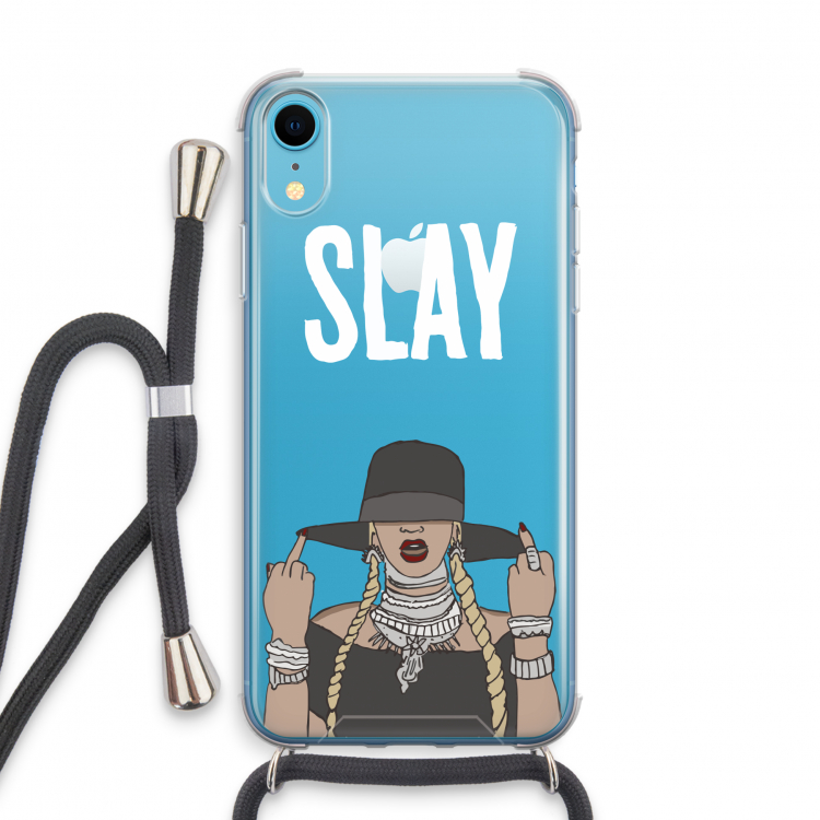 Slay All Day: iPhone XR Transparant Hoesje met koord
