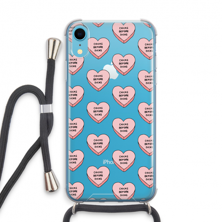 Chicks before dicks: iPhone XR Transparant Hoesje met koord