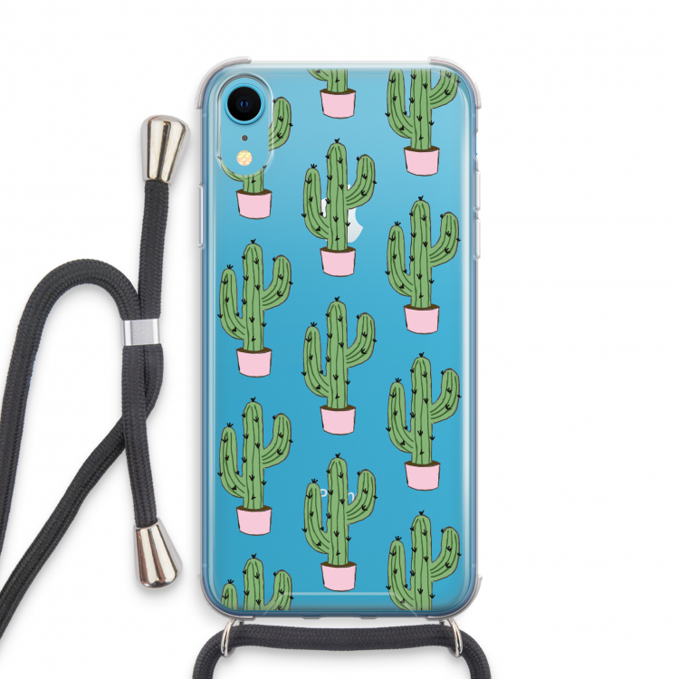 Cactus Lover: iPhone XR Transparant Hoesje met koord
