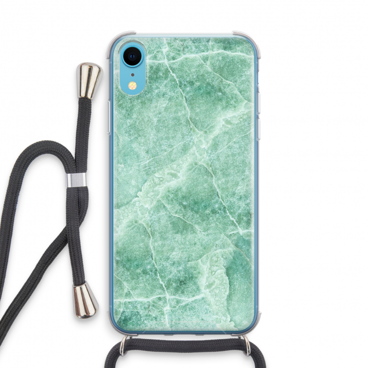 Groen marmer: iPhone XR Transparant Hoesje met koord