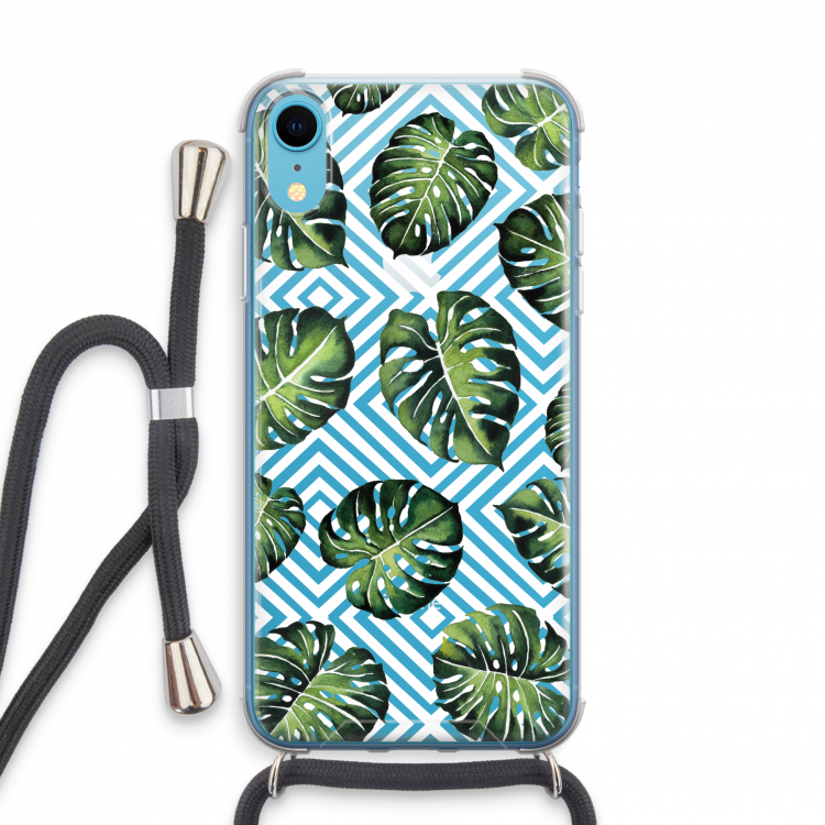 Geometrische jungle: iPhone XR Transparant Hoesje met koord