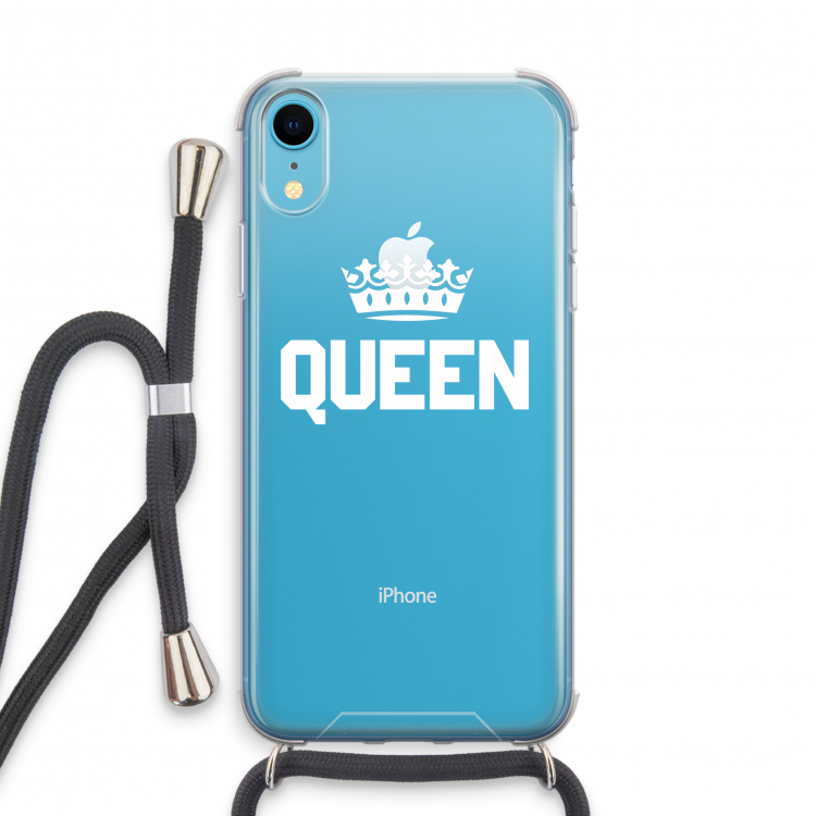 Queen zwart: iPhone XR Transparant Hoesje met koord