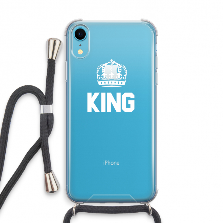 King zwart: iPhone XR Transparant Hoesje met koord