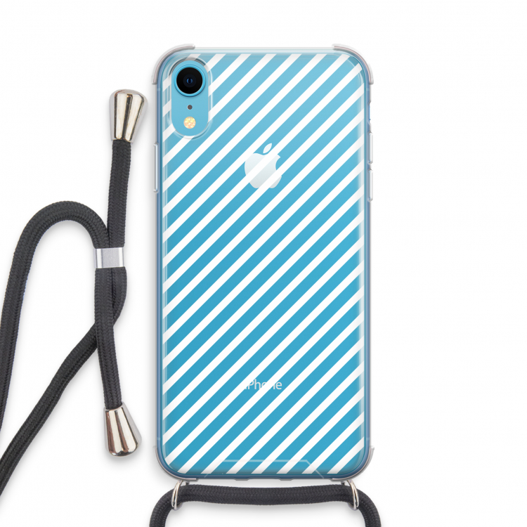 Strepen zwart-wit: iPhone XR Transparant Hoesje met koord
