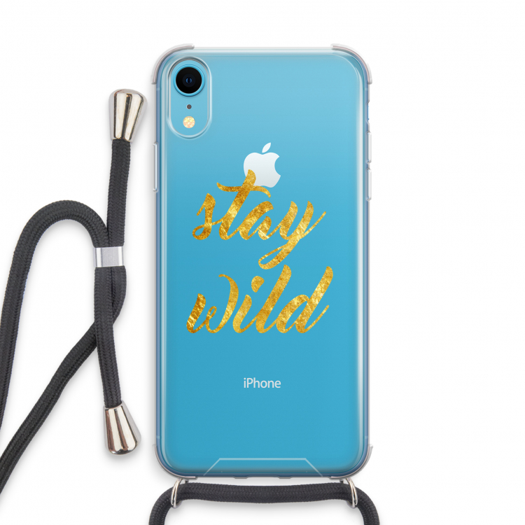 Stay wild: iPhone XR Transparant Hoesje met koord