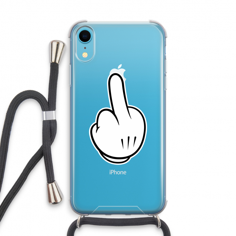 Middle finger black: iPhone XR Transparant Hoesje met koord